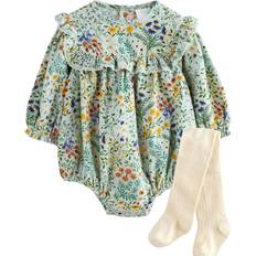 Blomstrede Øvrige sæt Børnetøj NEXT Floral Bloomer Baby Rompers with Tights 2 Piece - Grøn
