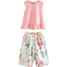 Blomstrede Øvrige sæt Børnetøj NEXT Pink Floral Frill Vest and Wide Leggings Set (3mths-7yrs)