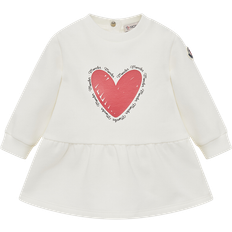 Everyday Dresses - White Moncler Heart Motif Cotton Dress Girl - White