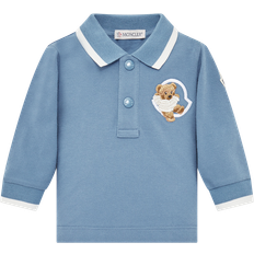 Long Sleeves Polo Shirts Children's Clothing Moncler Embroidered Teddy Bear Long Sleeve Polo Shirt - Blue