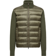 Moncler Padded Wool Cashmere Zip-Up Cardigan - Green