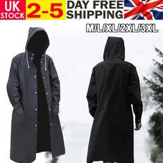 Waterproof Long Black Raincoat Trench Jacket
