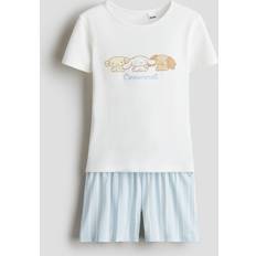 Kort ærme Pyjamasser Børnetøj H&M Pige Bomuldsjersey Natsæt Med Tryk - Hvid/Cinnamoroll