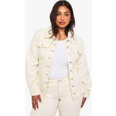 Jackets boohoo Plus Ecru Denim Oversized Denim Jacket - Cream