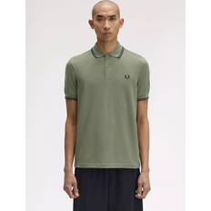 Green Polo Shirts Fred Perry Cotton Regular Fit Short Sleeve Polo Shirt - Laurel Wreath Green/Black