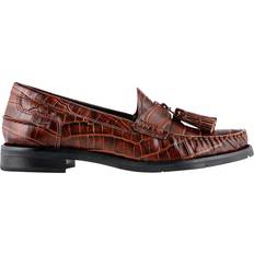 Brown - Leather Moccasins Jones Smart Leather Croc Moccasins - Brown
