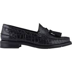 Black - Leather Moccasins Jones Tiffany Smart Leather Croc Moccasins - Black