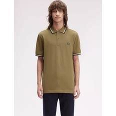 Brown Polo Shirts Fred Perry Cotton Twin Tipped Short Sleeve Polo Shirt - Beige