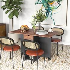 Retractable Drawers Dining Tables Homcom Drop Leaf Rustic Brown Dining Table 72x120cm