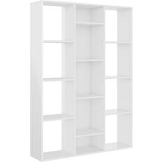 vidaXL Room Divider White High Gloss Bogreol 140cm