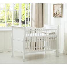 MCC Direct Savannah Sleigh Cot Bed with Mattress White 33.5x54.7"
