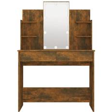 vidaXL With LED Lights Smoked Oak Dressing Table 40x96cm