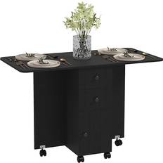 Homcom Folding With Drawers Black Dining Table 60x120cm