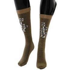 Gold Socks Dolce & Gabbana Floral Clear Crystal Stocking Socks Gold Stretch