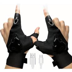 Fiskeutrustning Temu Black Nylon Usb Rechargeable Led Fishing Gloves