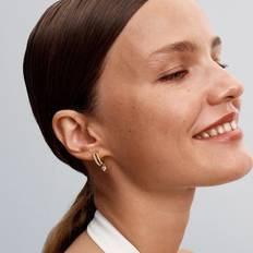 Pandora Gold Earrings Pandora Dangling Heart Hoop Earrings 14k Gold Plating Cubic Zirconia - Clear