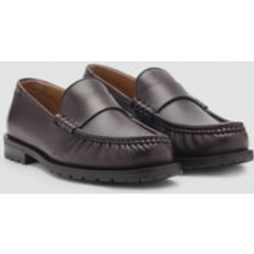 Mango Loafers Mango Leather Laofers - Dark Brown
