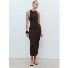 Halter Neck Knitted Dress - Chocolate Brown
