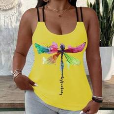 Stripes Tank Tops Shein Plus Size Dragonfly Printed Camisole