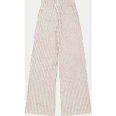 Double Waistband Stripe Trousers - Beige/Burgundy