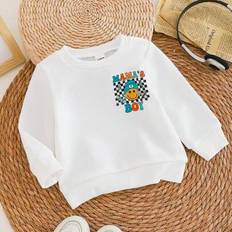 Sweatshirts Shein Baby Boy Casual Smile Graphic Letter Print Sweatshirt - White
