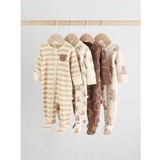 NEXT Baby Bear Print Two Way Zip Sleepsuit - Brown
