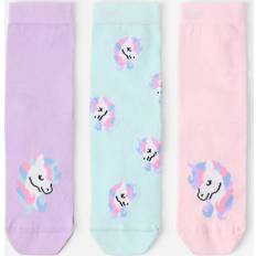 Cotton Blend Unicorn Socks 3-Pack - Light Pink