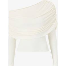 Jersey Blusar Gina Tricot Topp Sloped Shoulder Cape - Vit