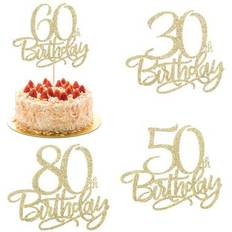 Baking Decorations Shein Shiny Gold Birthday Topper For 30th 50th 60th 80th Cake Decoration