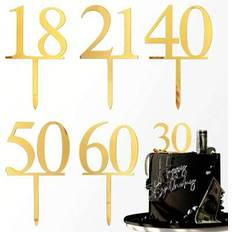 Shein Gold Simple Numbers Acrylic Topper 1pc 3pcs 5pcs Cake Decoration