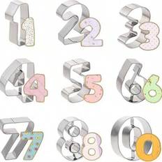 Cookie Cutters Shein 9pcs Numeric Set 0-8 Number Shaped Cookie Cutter