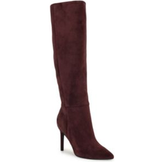 Nine West Women Boots Nine West Richy Wide Calf Pointy Toe Knee High Boots - Dark Red Suede