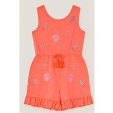 Orange Playsuits Children's Clothing Monsoon Cotton Sealife Embroidered Jersey Playsuit - Orange