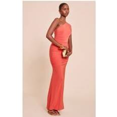 PrettyLittleThing Double Layer Slinky One Shoulder Maxi Dress - Orange