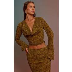 Saronger & Kimonos PrettyLittleThing Zebra Printed Chiffon Wrap Waist Beach Top
