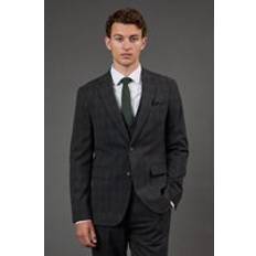 Burton Windowpane Check Slim Fit Suit Jacket - Charcoal