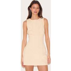 Boat Neck Dresses PrettyLittleThing Boat Neck Linen Shift Dress - Butter Yellow