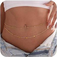 Body Chains Shein Belly Waist Chain 14K Gold Silver Plated Boho Cuban - Pearl