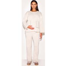 Maternity Oatmeal Knitted Straight Leg Trousers