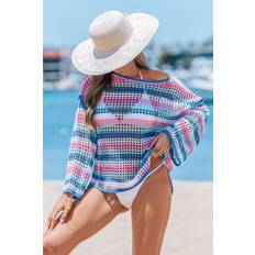 Purple Swimsuit Cover-Ups & Sarong Wraps Cupshe New Day Striped Cover-Up Top - Purple