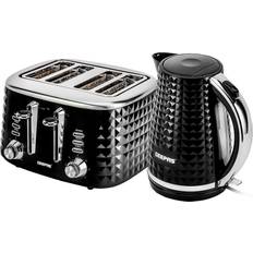Toasters Geepas 4 Slice Bread Toaster 1.7L Cordless Kettle Set
