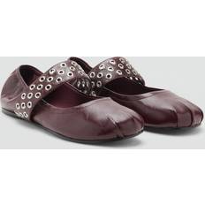 Mango Low Shoes Mango Leather Ballet Flats With Eyelets Burgundy