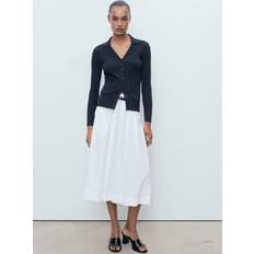 Blue - Women Cardigans Mango Ribbed Lapel Cardigan Woman - Dark Navy