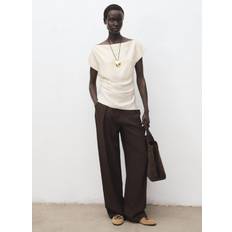 Modal Blouse With Asymmetrical Collar - White