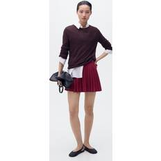 Red Skirts Mango Pleated Skirt With Buckles Maroon -