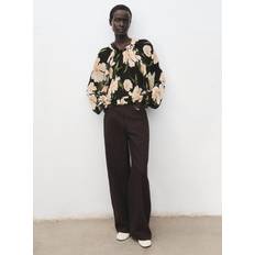Blommiga - Dam Blusar Mango Semi-Transparent Floral Blouse - Black