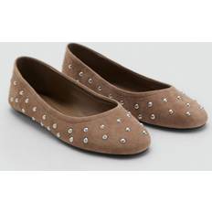 Mango Low Shoes Mango Studded Leather Ballet Flats Sand - Sand