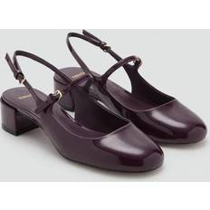 Mango Patent Leather Effect Block Heel Shoes - Burgundy