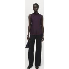 Mango Satin Tops Mango Satin Blouse With Draped Neck - Burgundy