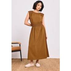 Clothing PixieGirl Petite Shirred Waist Midaxi Dress - Brown
